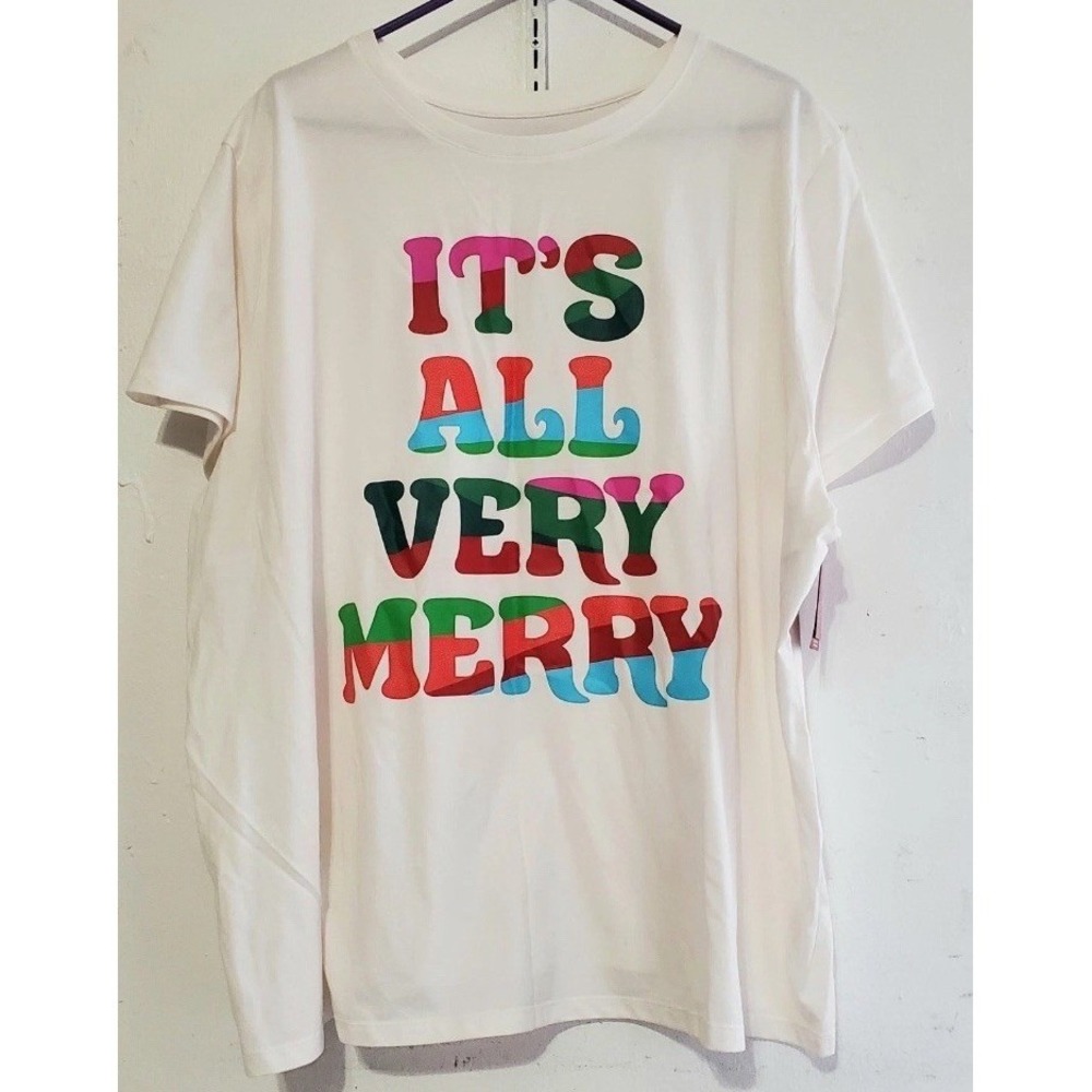 Wondershop Sleep Shirt Womens 4XL White NWOT It's All Very Merry Christmas Tee